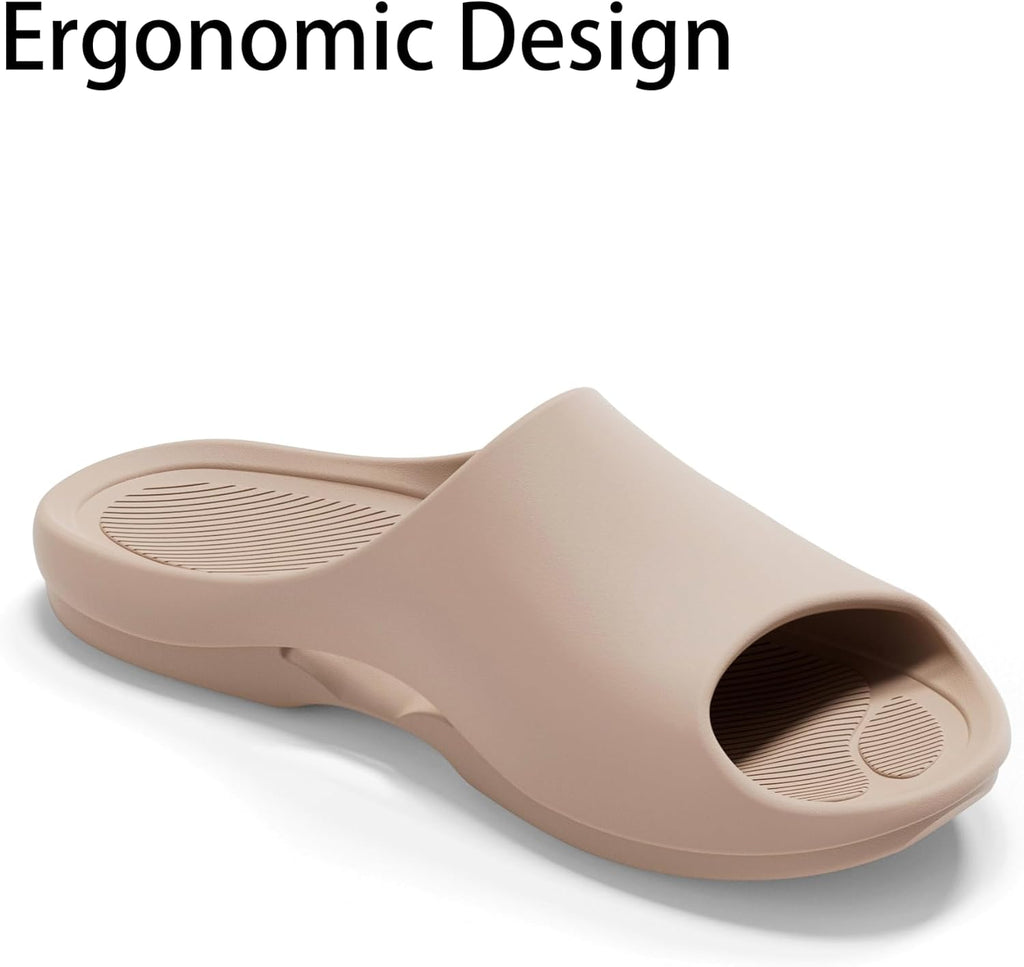 KM228 Non Slip Shower Shoes, Arch Support EVA Slides | Rubber Anti-Slip Outsole, Cushioned Sole, Side Drainage, Toe Protection, Ideal for Seniors Adults Family, Bathroom Pool Beach