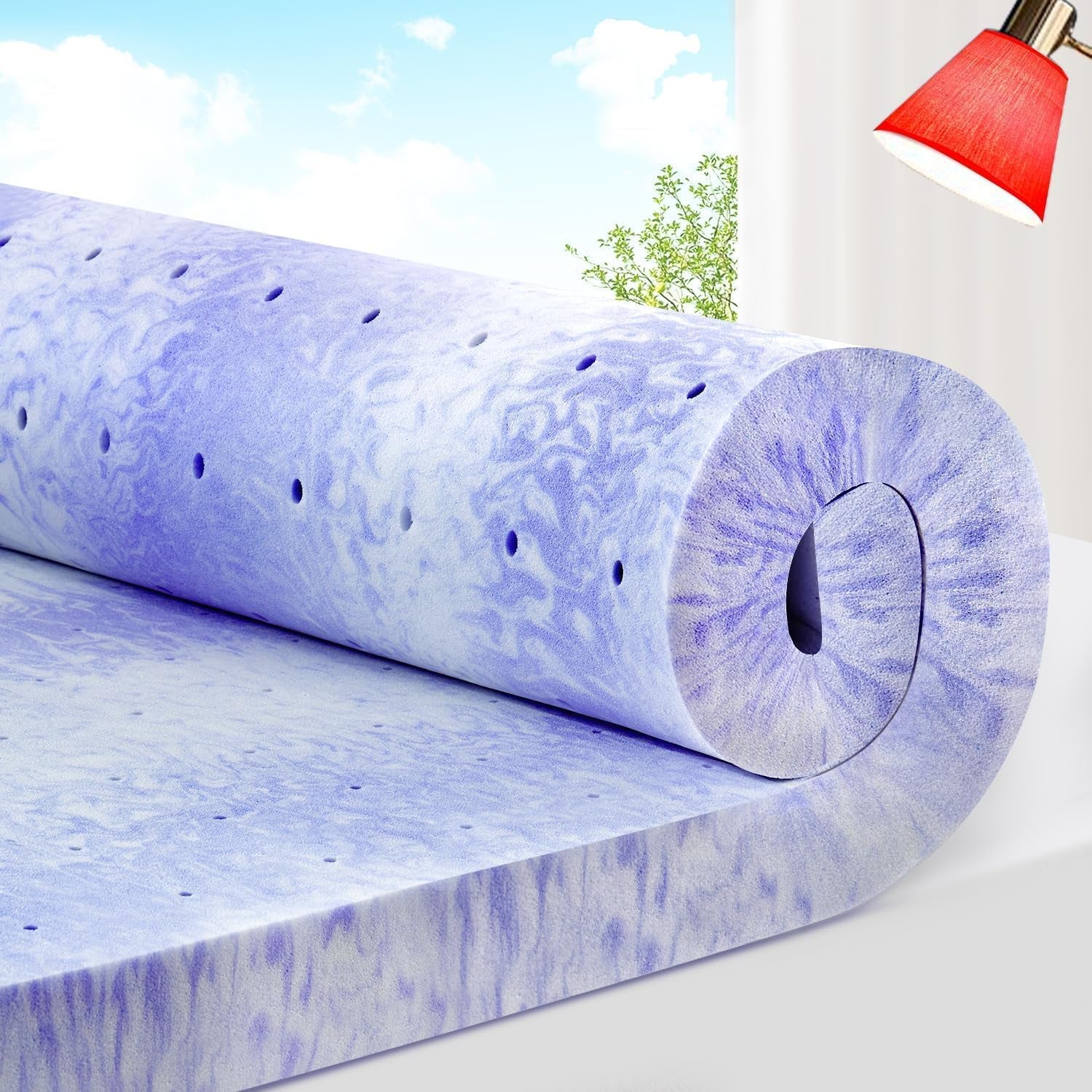 3 Inch Ventilated Design Memory Foam King Size Mattress Topper | Cooling Gel Infused Swirl Foam Pad for Pressure Relief Back Pain,Bed Topper for Body Support, Certipur-Us Certified