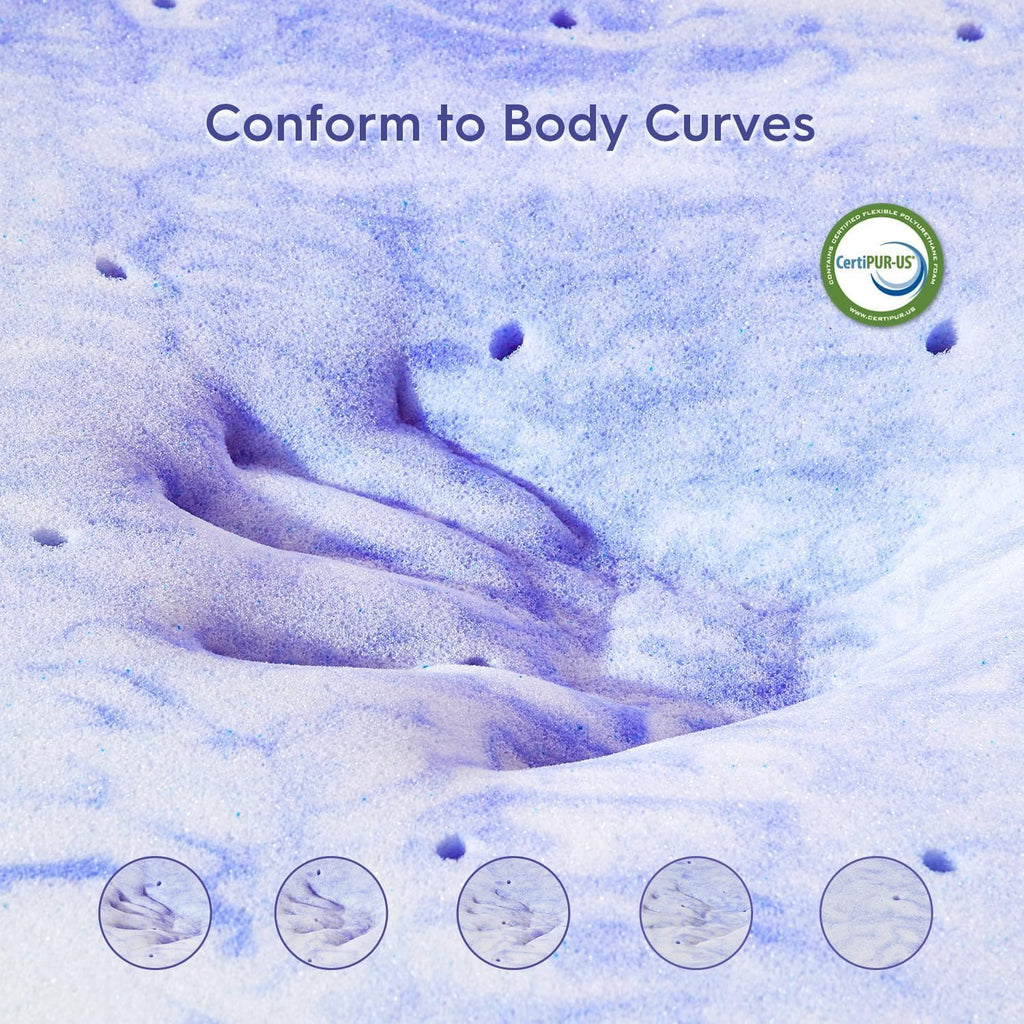 3 Inch Ventilated Design Memory Foam King Size Mattress Topper | Cooling Gel Infused Swirl Foam Pad for Pressure Relief Back Pain,Bed Topper for Body Support, Certipur-Us Certified