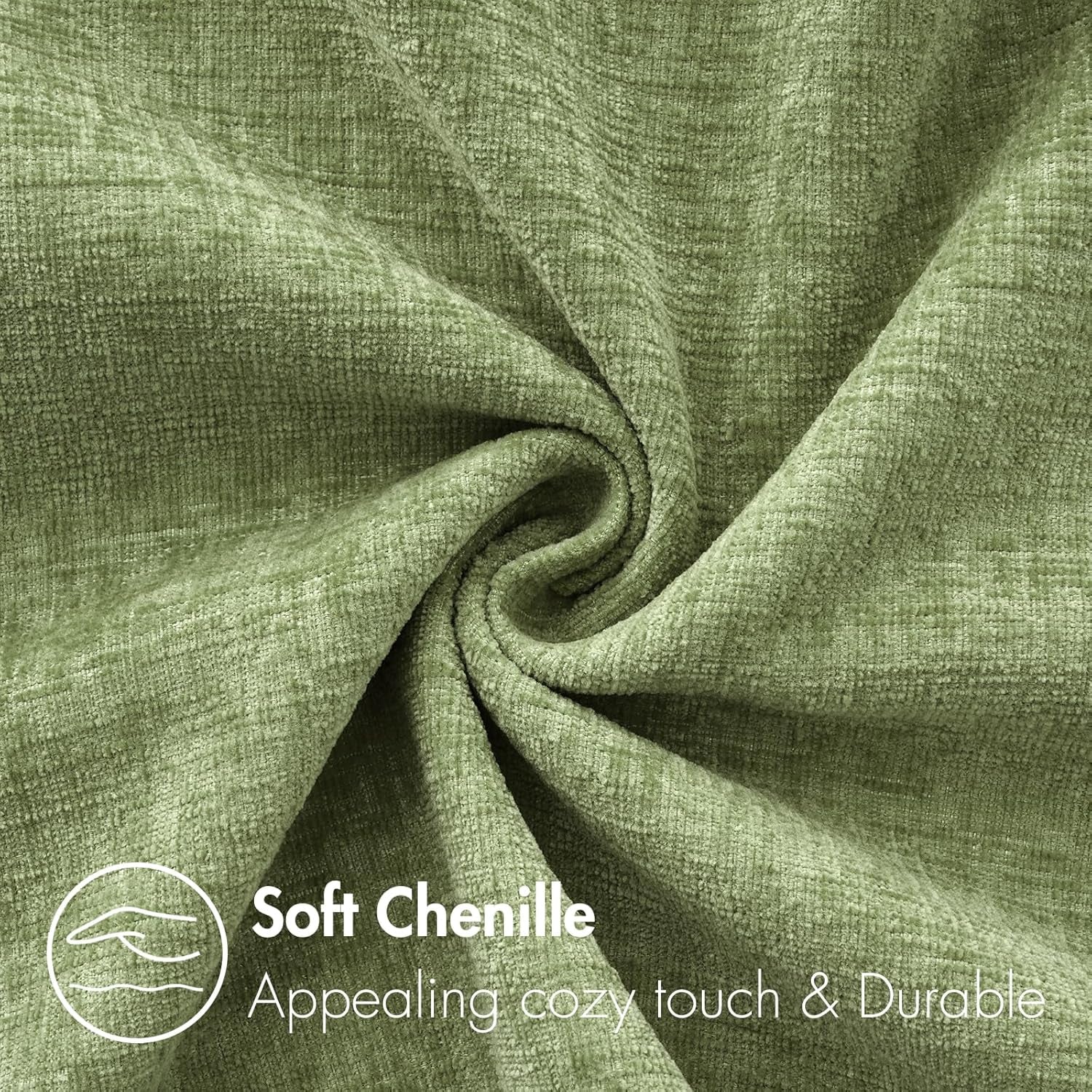 Pack of 2 Couch Throw Pillow Covers 18X18 Inch Spring Soft Sage Green Chenille Pillow Covers for Sofa Living Room Solid Dyed Pillow Cases