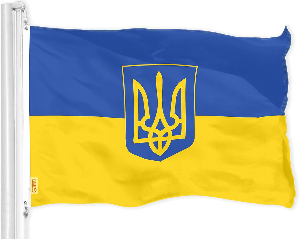 Ukraine Ukrainian Coat of Arms Flag | 3X5 Ft | Liteweave Pro Series Printed 150D Polyester | Ukrainian National Country Flag, Indoor/Outdoor, Vibrant Colors