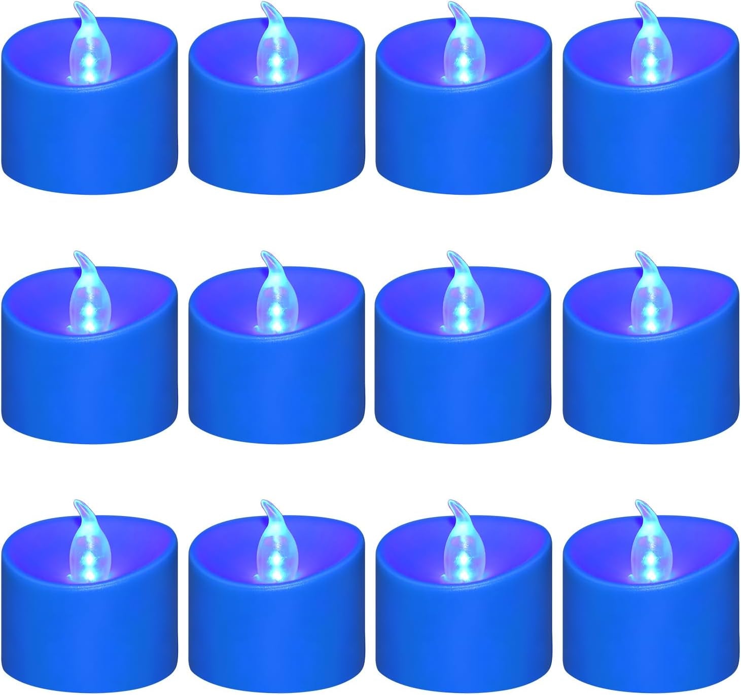 24 Pack Flickering LED Tea Lights, Last 100H+, Blue Light