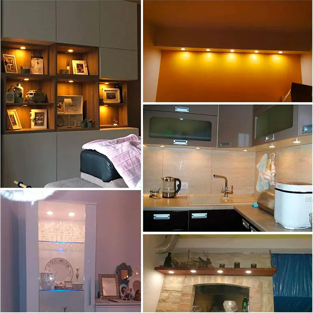 Smart Bluetooth under Cabinet LED Puck Lights, Dimmable (6, Warm-White) | App Control via ZENGGE, Warm & Cool White CCT, Timer & Music Sync, Kitchen & Shelf Use, Plug-In Power Source