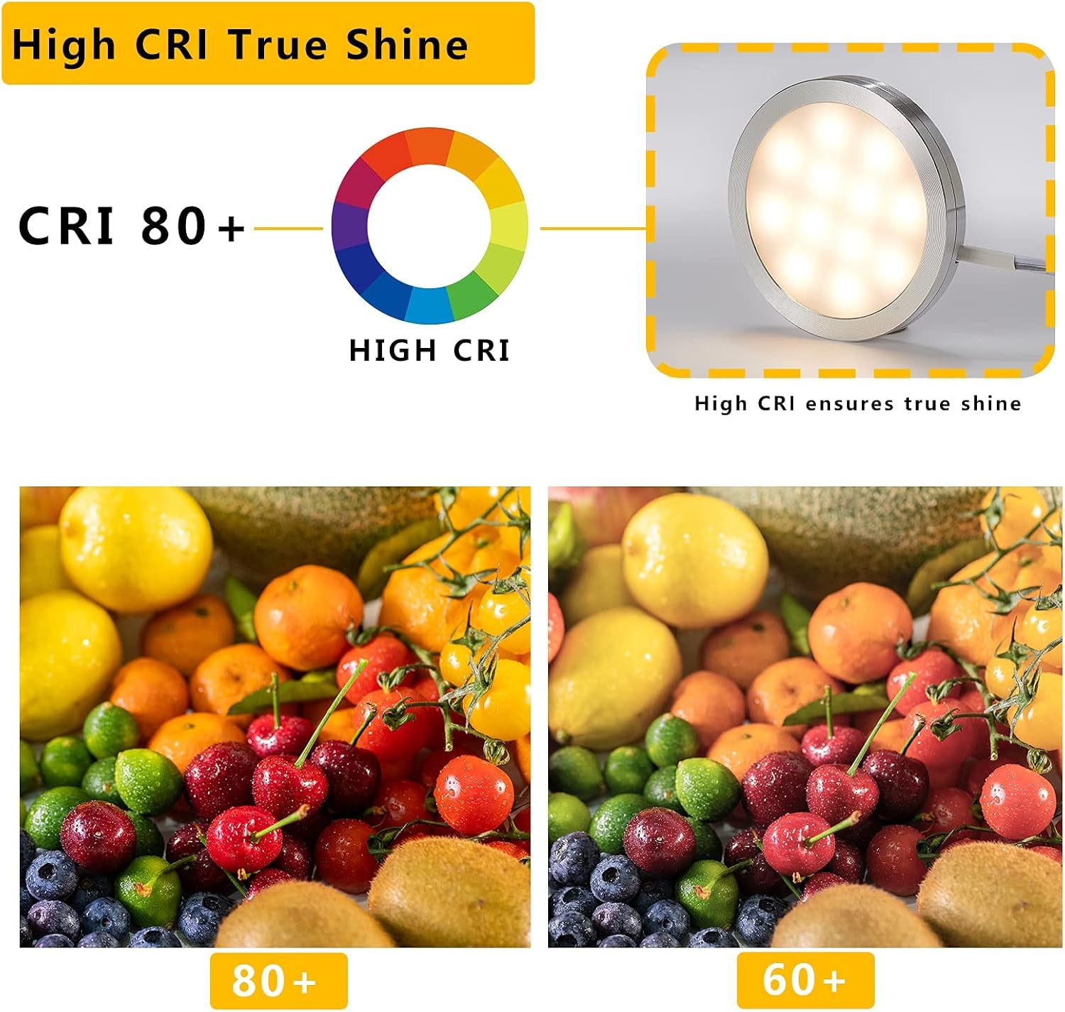 Smart Bluetooth under Cabinet LED Puck Lights, Dimmable (6, Warm-White) | App Control via ZENGGE, Warm & Cool White CCT, Timer & Music Sync, Kitchen & Shelf Use, Plug-In Power Source