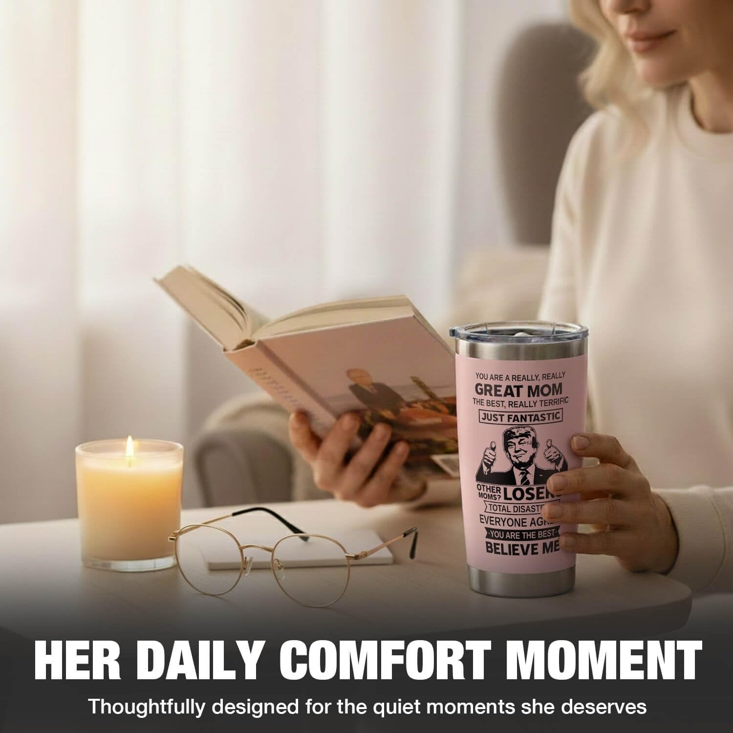 Gifts for Mom from Daughter, Son - Cool Birthday, Christmas, Mothers Day, Valentines Day Gift for Mom - Best Mom Ever Gifts - Moms Tumbler Cup Mug, 20 Oz Insulated Stainless Steel, Pink