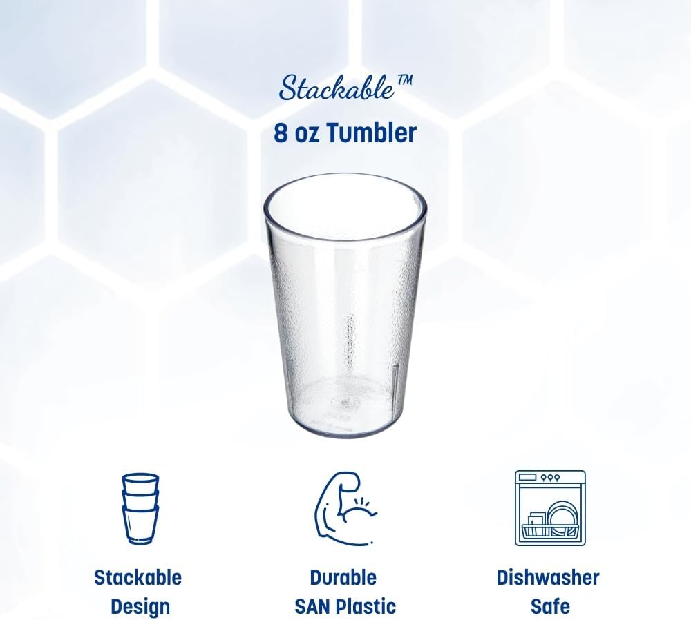 Elevate Your Drinkware Collection with the Clear 8-Ounce Stackable Plastic Tumbler