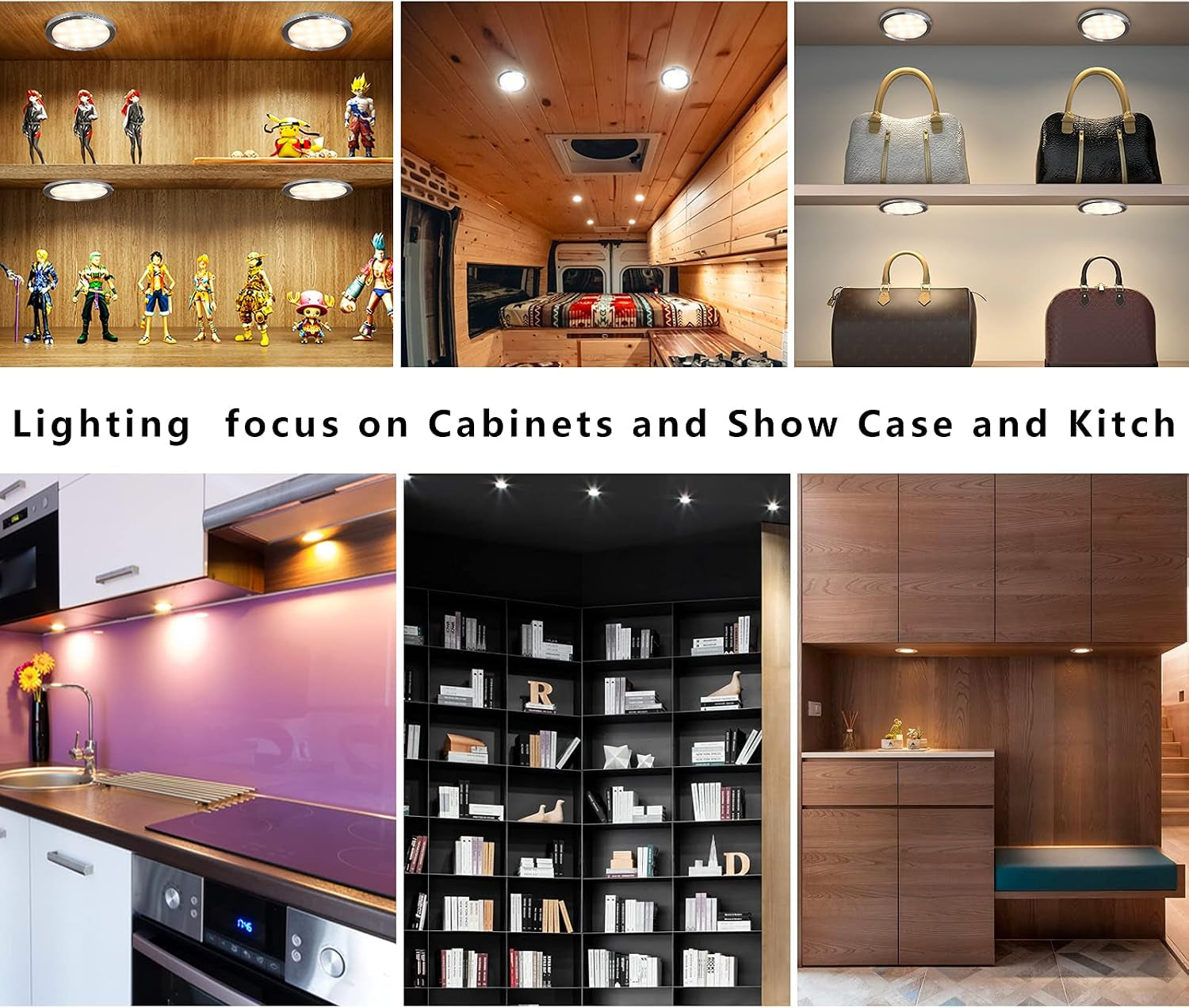 Smart Bluetooth under Cabinet LED Puck Lights, Dimmable (6, Warm-White) | App Control via ZENGGE, Warm & Cool White CCT, Timer & Music Sync, Kitchen & Shelf Use, Plug-In Power Source