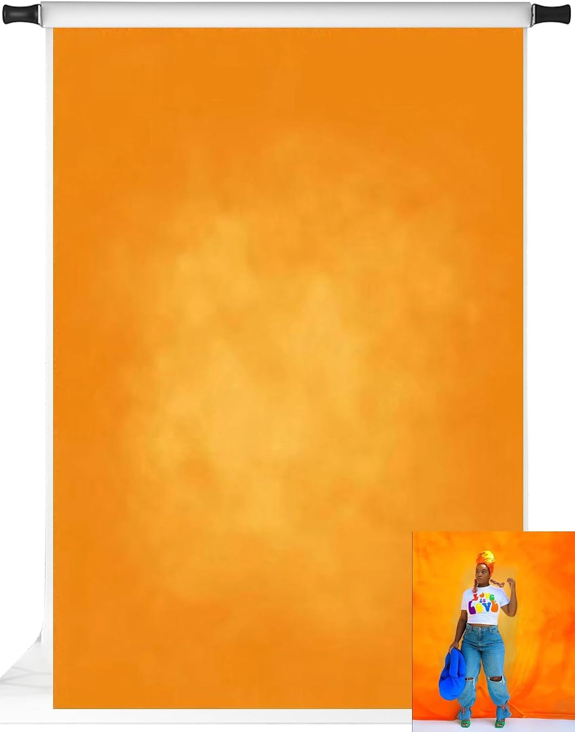 Orange Photography Backdrops Abstract Photo Backdrop Poratrait Background for Photoshoot, 5X7Ft