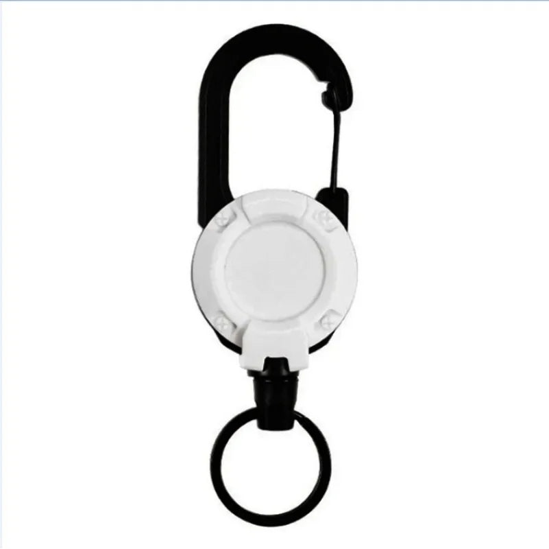 Retractable Heavy Duty Pull Reel Carabiner Key Chains Strong Steel Wire Rope Buckle Spring Key Ring Outdoor Sporty Keychain Tool