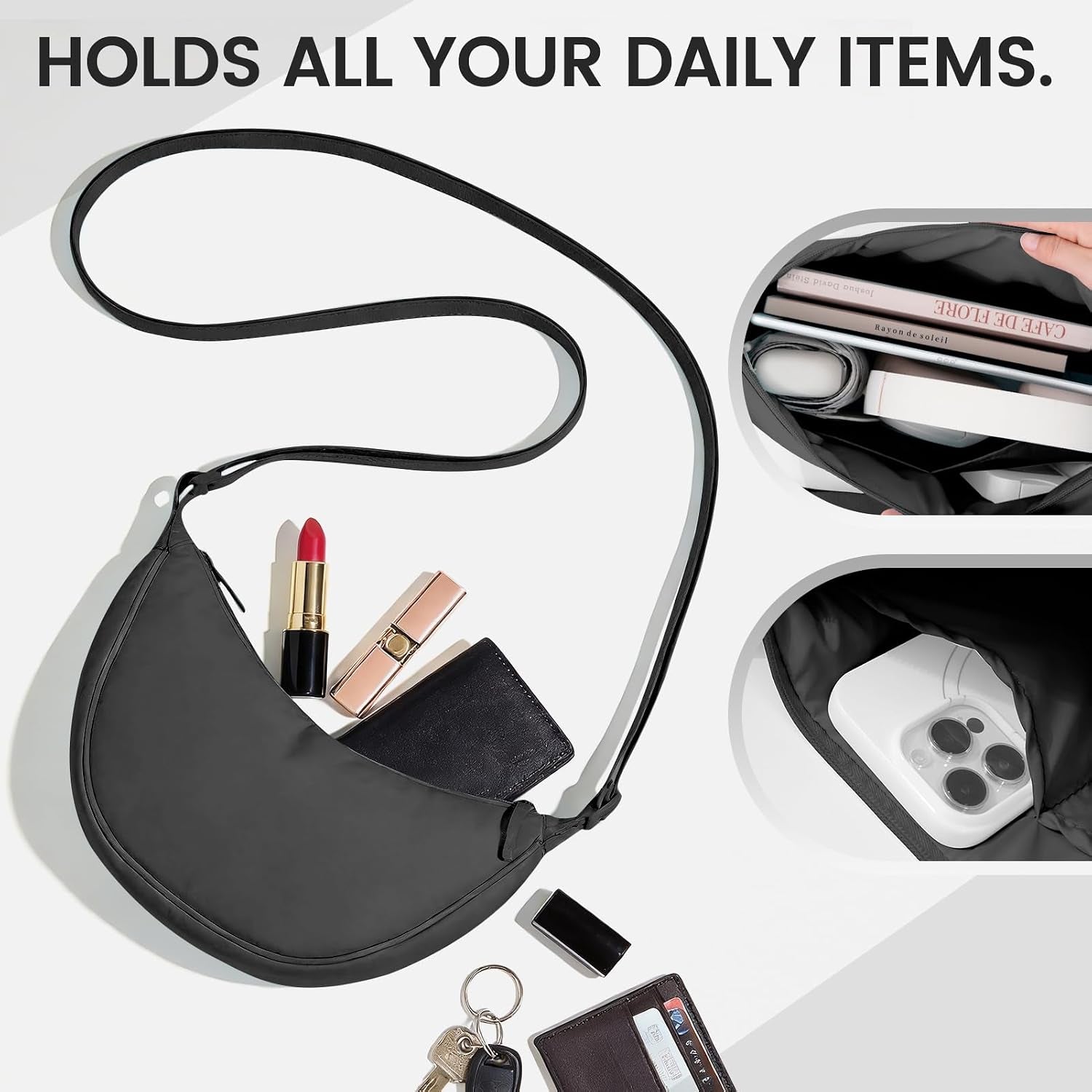Crossbody Sling Bag for Women & Men,Lightweight Travel Sling Bag with Adjustable Strap,Small Shoulder Bag for Work