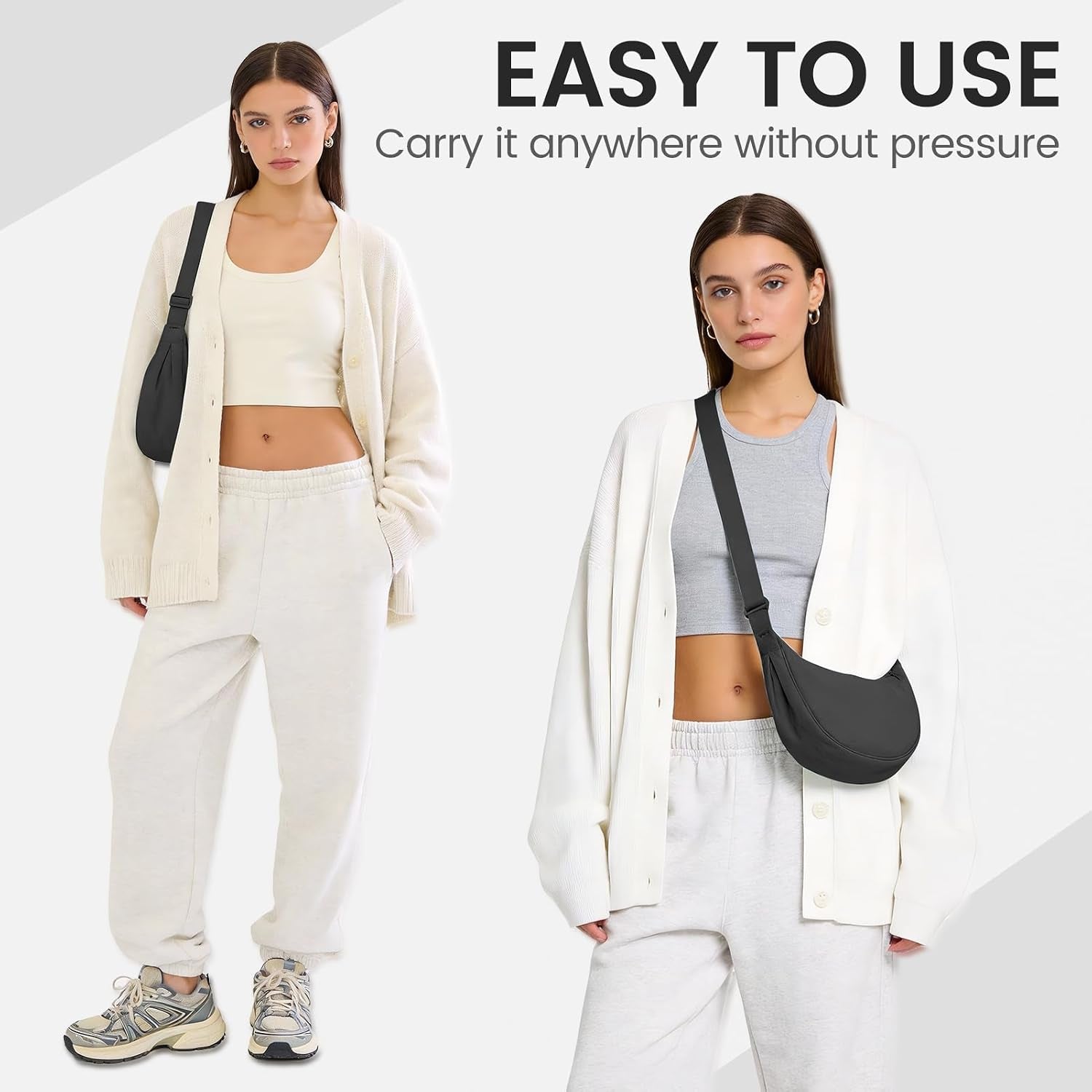 Crossbody Sling Bag for Women & Men,Lightweight Travel Sling Bag with Adjustable Strap,Small Shoulder Bag for Work
