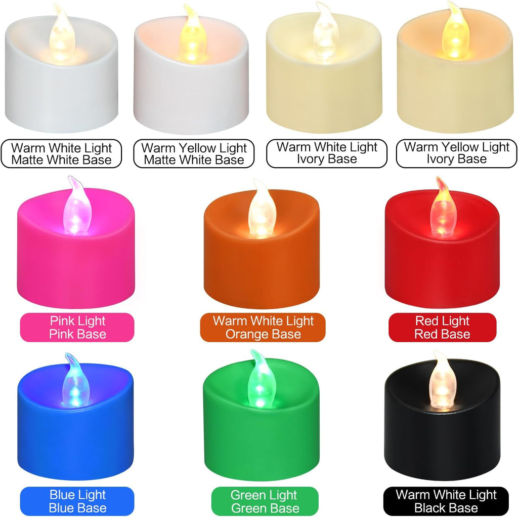 24 Pack Flickering LED Tea Lights, Last 100H+, Blue Light
