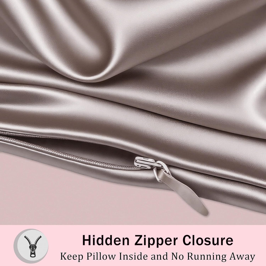 Mulberry Silk King Size Pillow Cases Set of 2, Ultra Smooth Soft Breathable Cooling Pillow Cases for Hot Sleepers, Silk Satin Pillowcases 2 Pack with Zipper for Hair and Skin, Gifts for Women