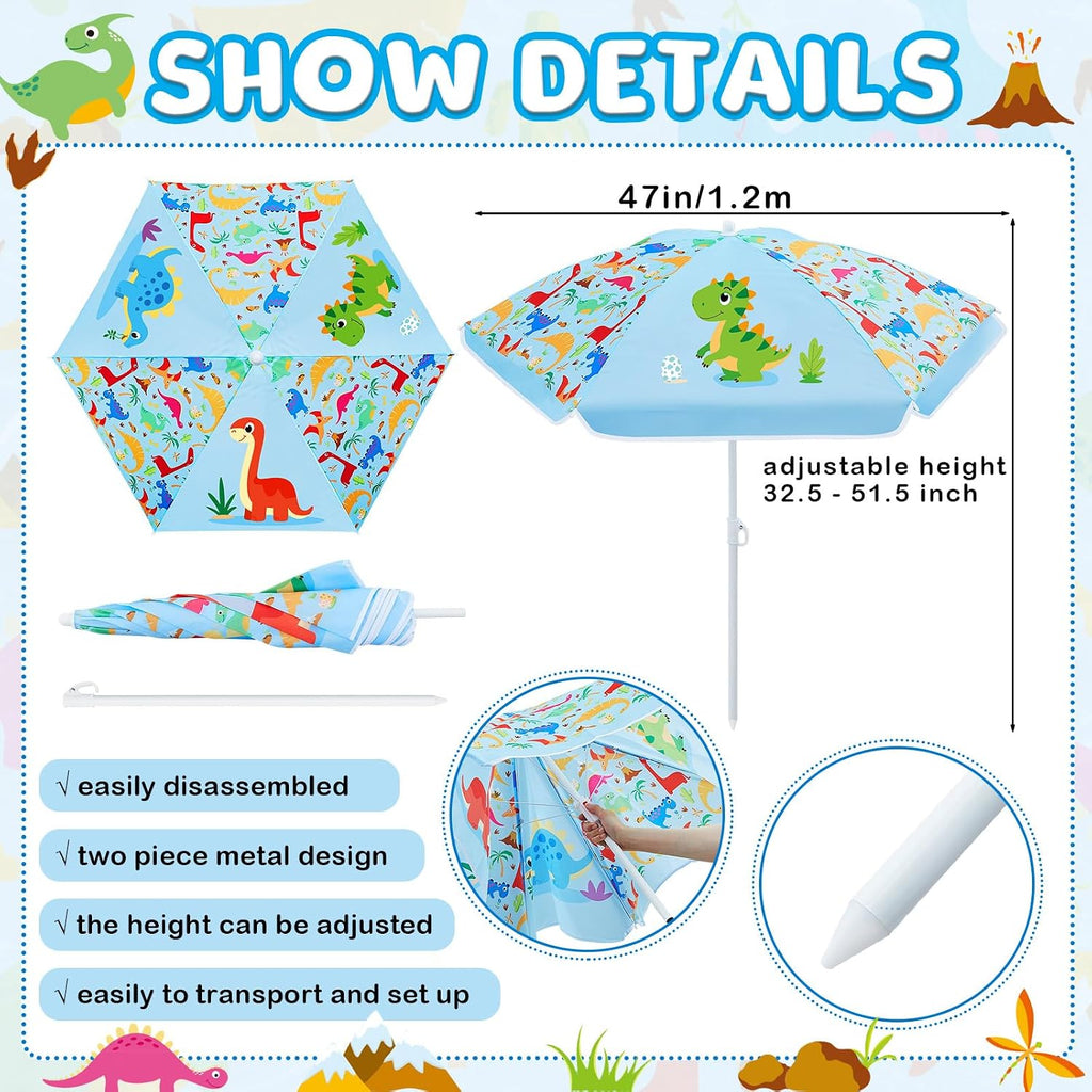Water Table Umbrella (Table Not Included), Kids Seaside Beach Umbrella Picnic Canopy for Summer Toddlers Sand Beach Camping Garden Outdoor Pool Shade Party Supply(Dinosaur Theme)
