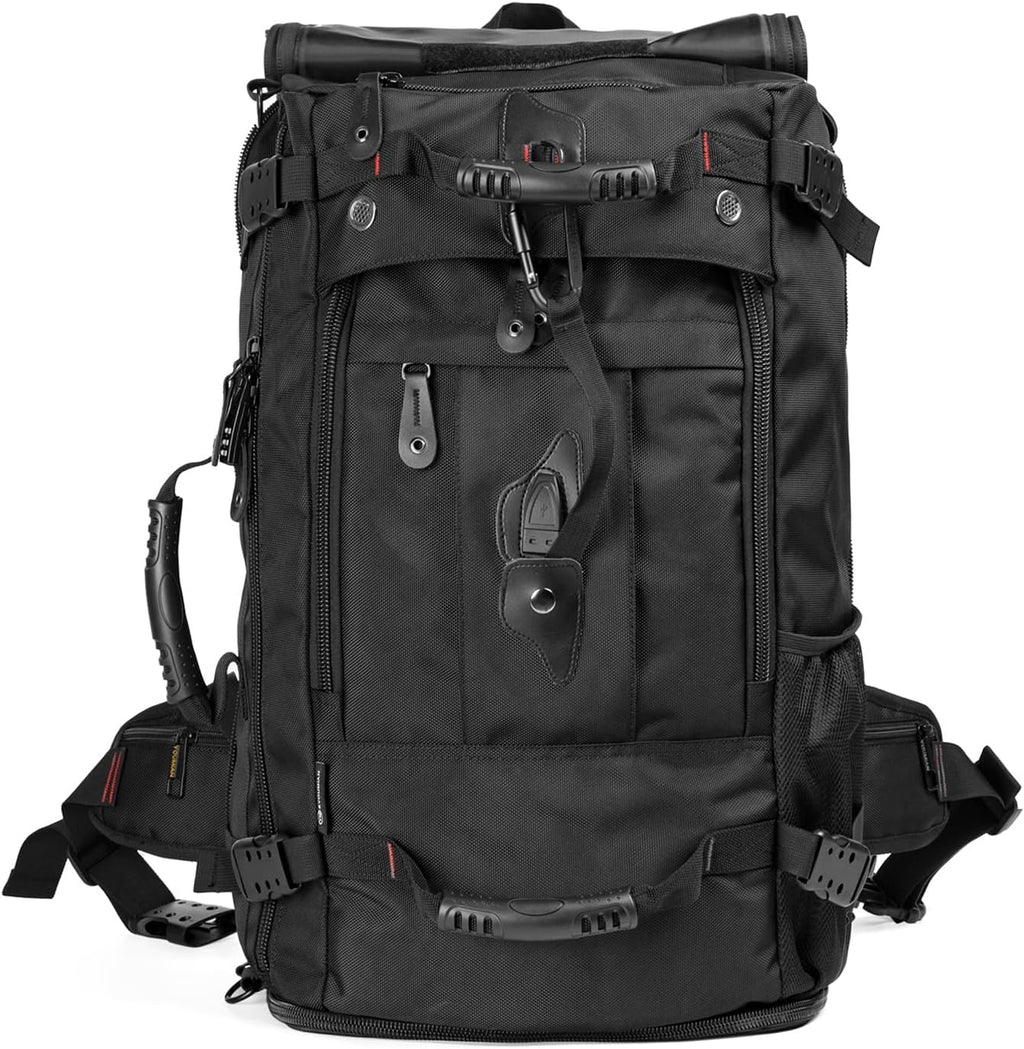 Large Capacity for Travel Hiking Sports Carry on Backpack Durable Convertible Duffle Bag Laptop Airplane (Black, 45L-Normal)