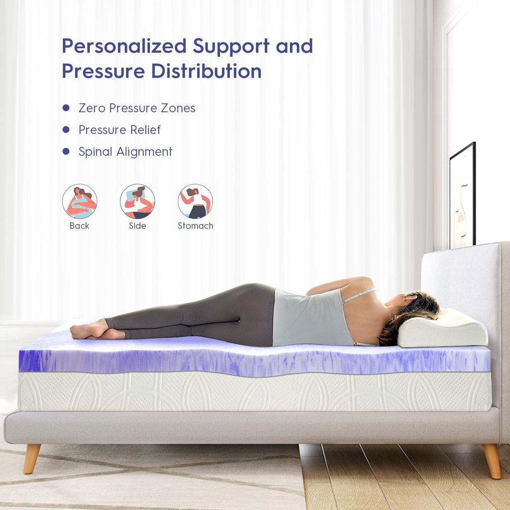 3 Inch Ventilated Design Memory Foam King Size Mattress Topper | Cooling Gel Infused Swirl Foam Pad for Pressure Relief Back Pain,Bed Topper for Body Support, Certipur-Us Certified