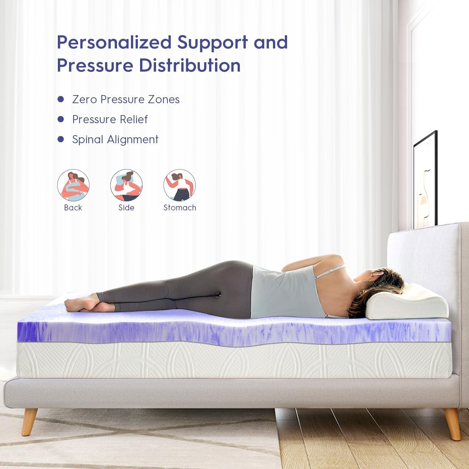 3 Inch Ventilated Design Memory Foam King Size Mattress Topper | Cooling Gel Infused Swirl Foam Pad for Pressure Relief Back Pain,Bed Topper for Body Support, Certipur-Us Certified