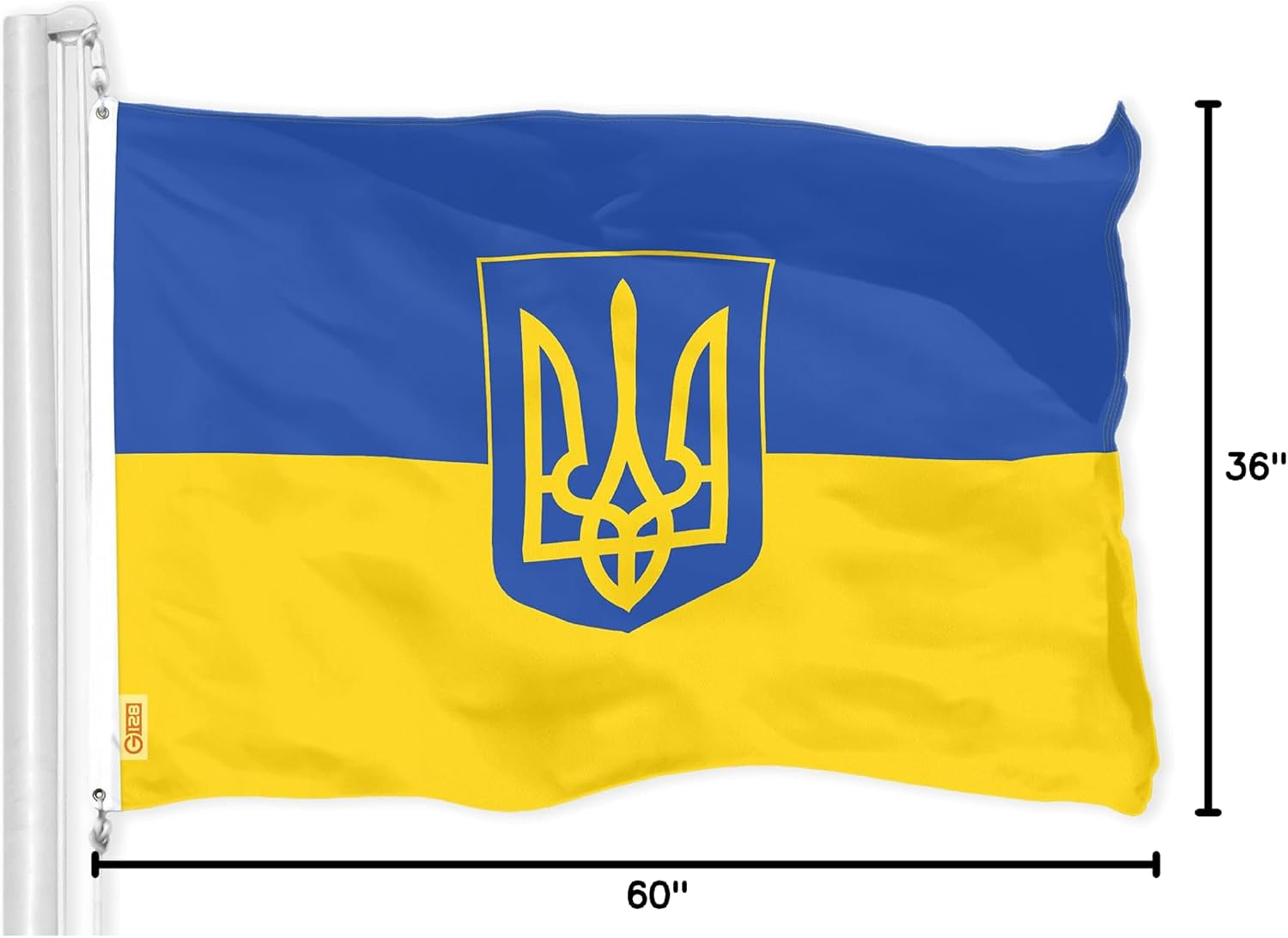 Ukraine Ukrainian Coat of Arms Flag | 3X5 Ft | Liteweave Pro Series Printed 150D Polyester | Ukrainian National Country Flag, Indoor/Outdoor, Vibrant Colors