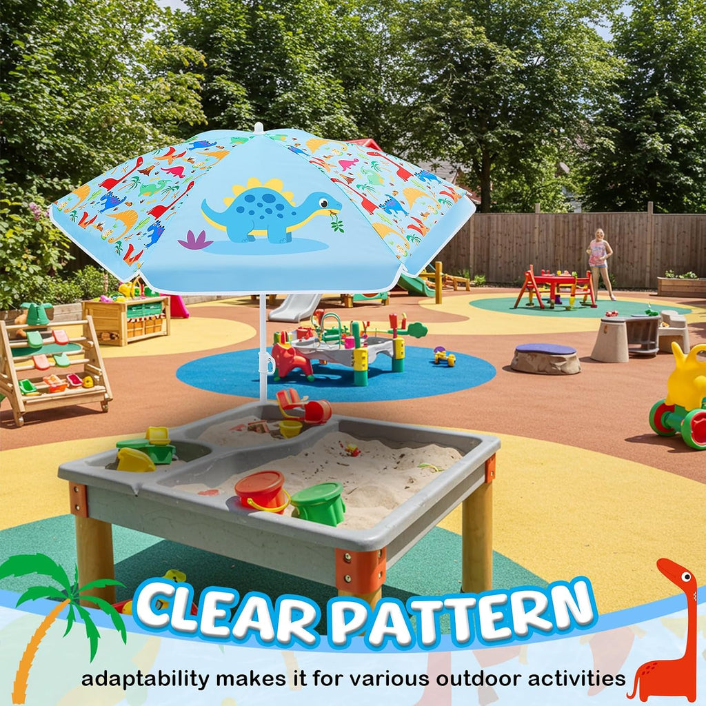Water Table Umbrella (Table Not Included), Kids Seaside Beach Umbrella Picnic Canopy for Summer Toddlers Sand Beach Camping Garden Outdoor Pool Shade Party Supply(Dinosaur Theme)