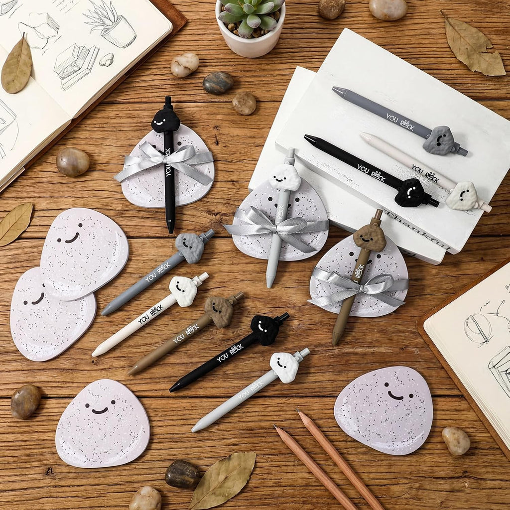 30 Set You Rock Resin Stone Pen Sticky Notes Gift Bulk Cute Notepad | Back to School Gift, Employee Coworker Appreciation Gifts, Sticky Note Pen for Office, Classroom Reward, Nurse Team Staff