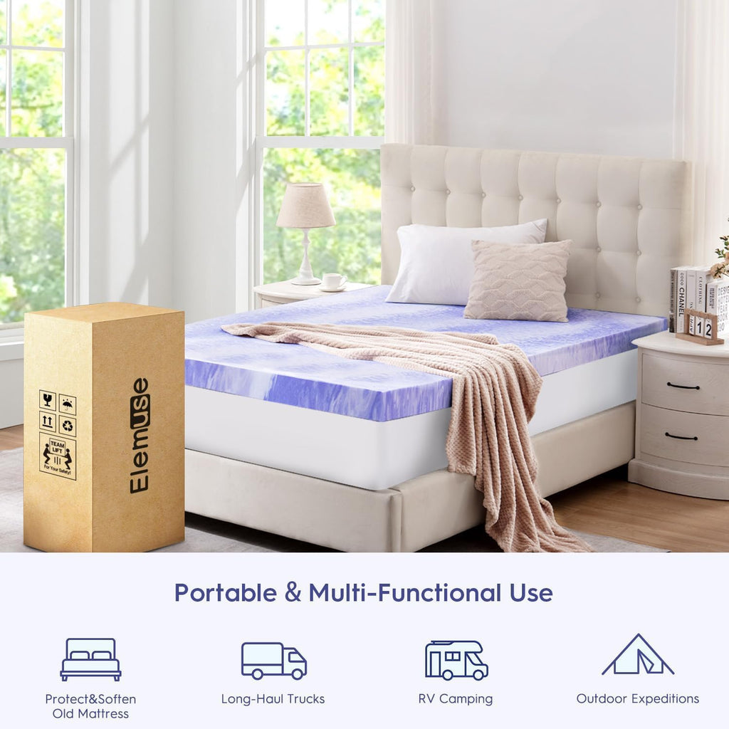 3 Inch Ventilated Design Memory Foam King Size Mattress Topper | Cooling Gel Infused Swirl Foam Pad for Pressure Relief Back Pain,Bed Topper for Body Support, Certipur-Us Certified