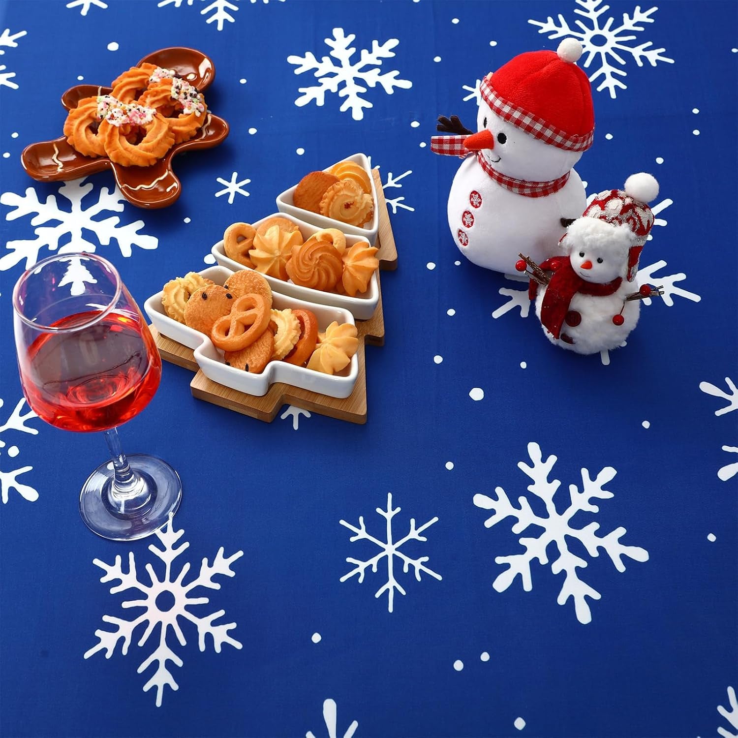 2 Pcs Winter Snowflake Stretch Table Cover 6 Feet Snowflake Xmas Spandex Table Clothes Party Decorations for Holiday Party Celebration Picnic Dinner Decor
