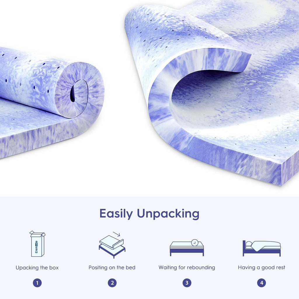 3 Inch Ventilated Design Memory Foam King Size Mattress Topper | Cooling Gel Infused Swirl Foam Pad for Pressure Relief Back Pain,Bed Topper for Body Support, Certipur-Us Certified