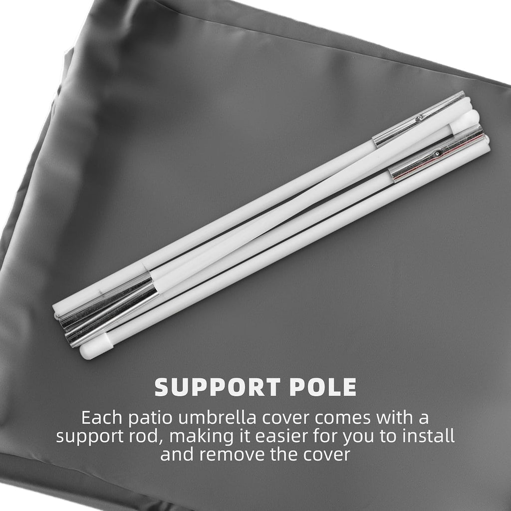 Cantilever Patio Umbrella Cover Outdoor Umbrella Covers, Grey | Telescopic Rod & Zipper, Waterproof, UV Resistant, for 9X9 FT, 10X10 FT, 9X12 FT and 10X13 FT Cantilever Umbrellas