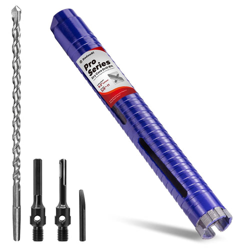 1-1/4" Core Drill Bit with Pilot Bit & Adapters(Sds plus and 1/2" Hex), 5/8"-11 Thread, 9.5" Depth, Upgraded-Welded Segments Diamond Core Bits for Concrete, Masonry, Brick, Stone