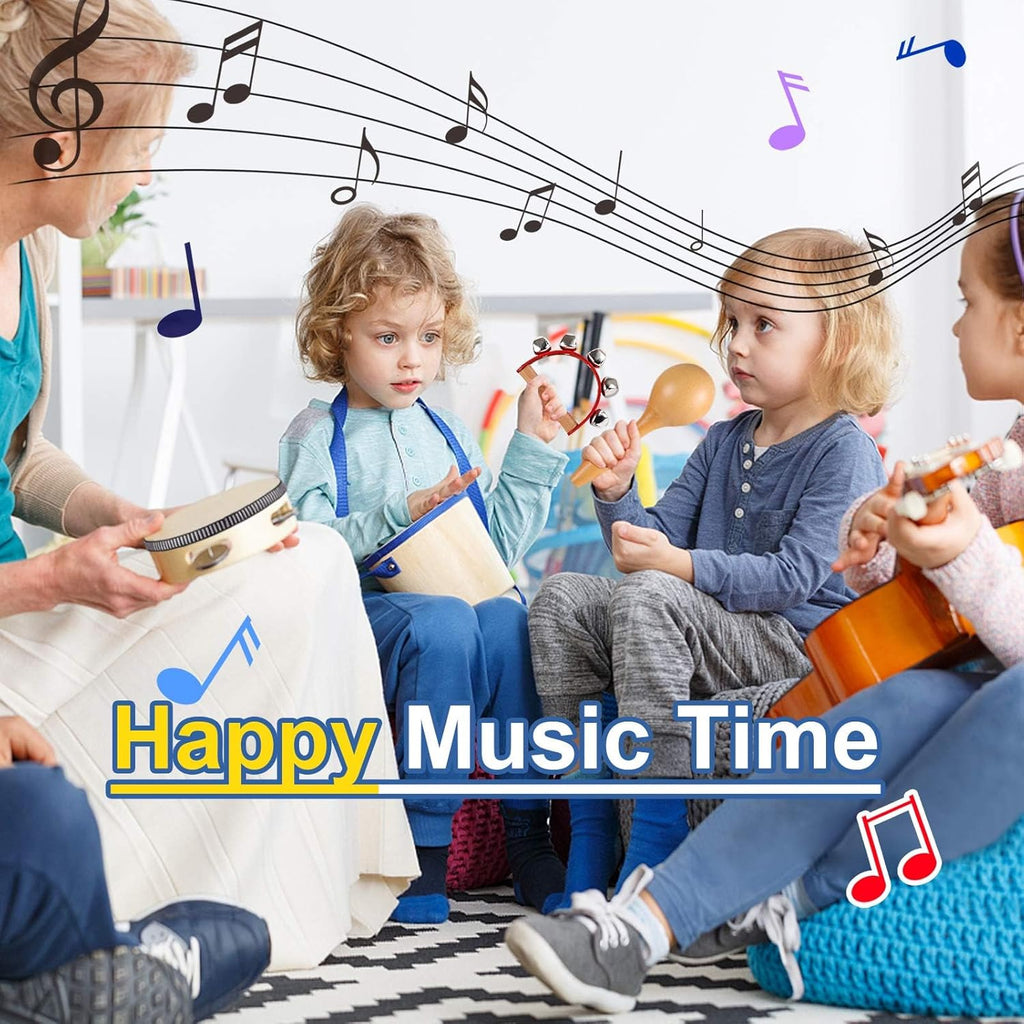 Toddler Musical Instruments Montessori Natural Wooden Percussion Instruments for Kids Preschool Educational Musical Toys Set for Boys and Girls with Storage Bag