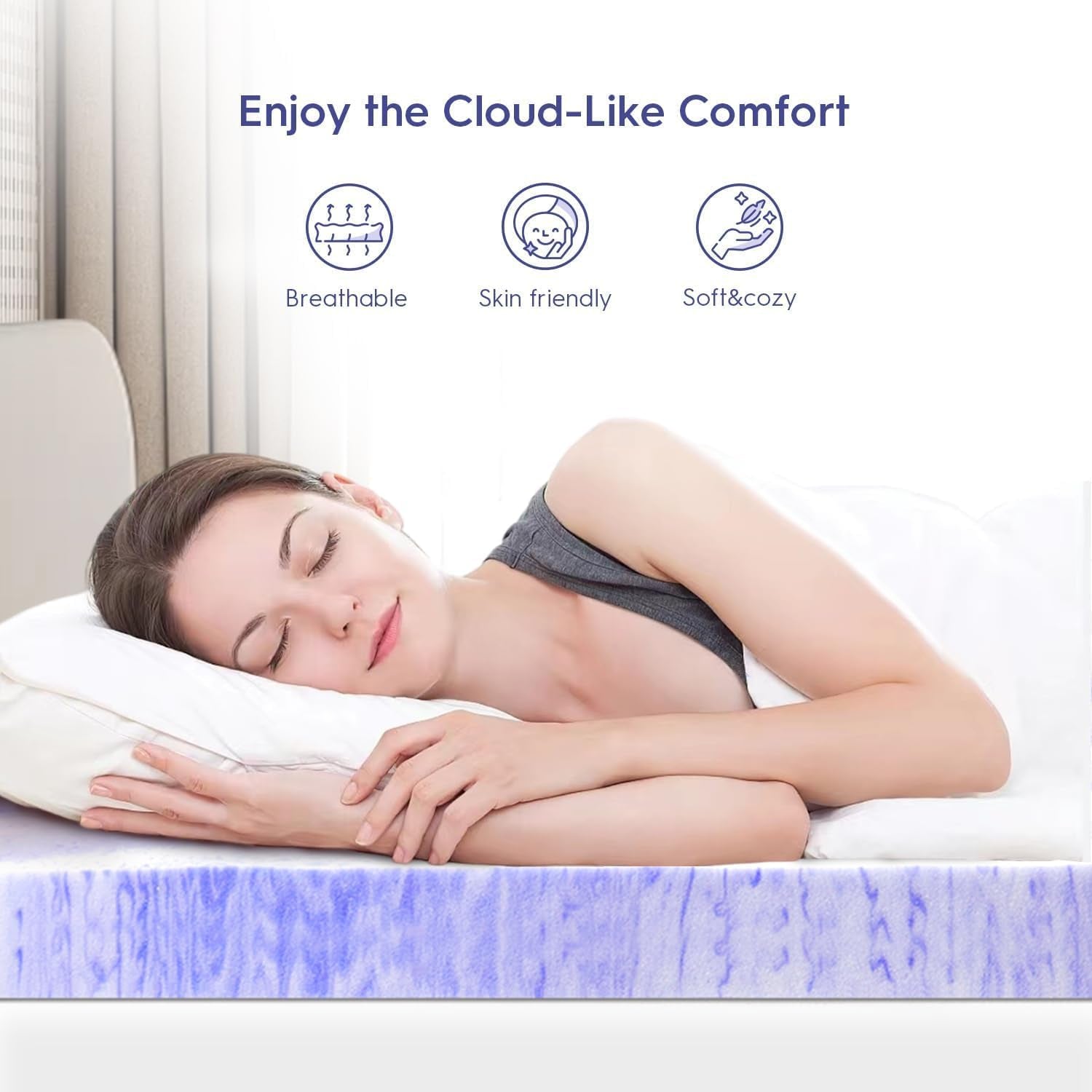 3 Inch Ventilated Design Memory Foam King Size Mattress Topper | Cooling Gel Infused Swirl Foam Pad for Pressure Relief Back Pain,Bed Topper for Body Support, Certipur-Us Certified
