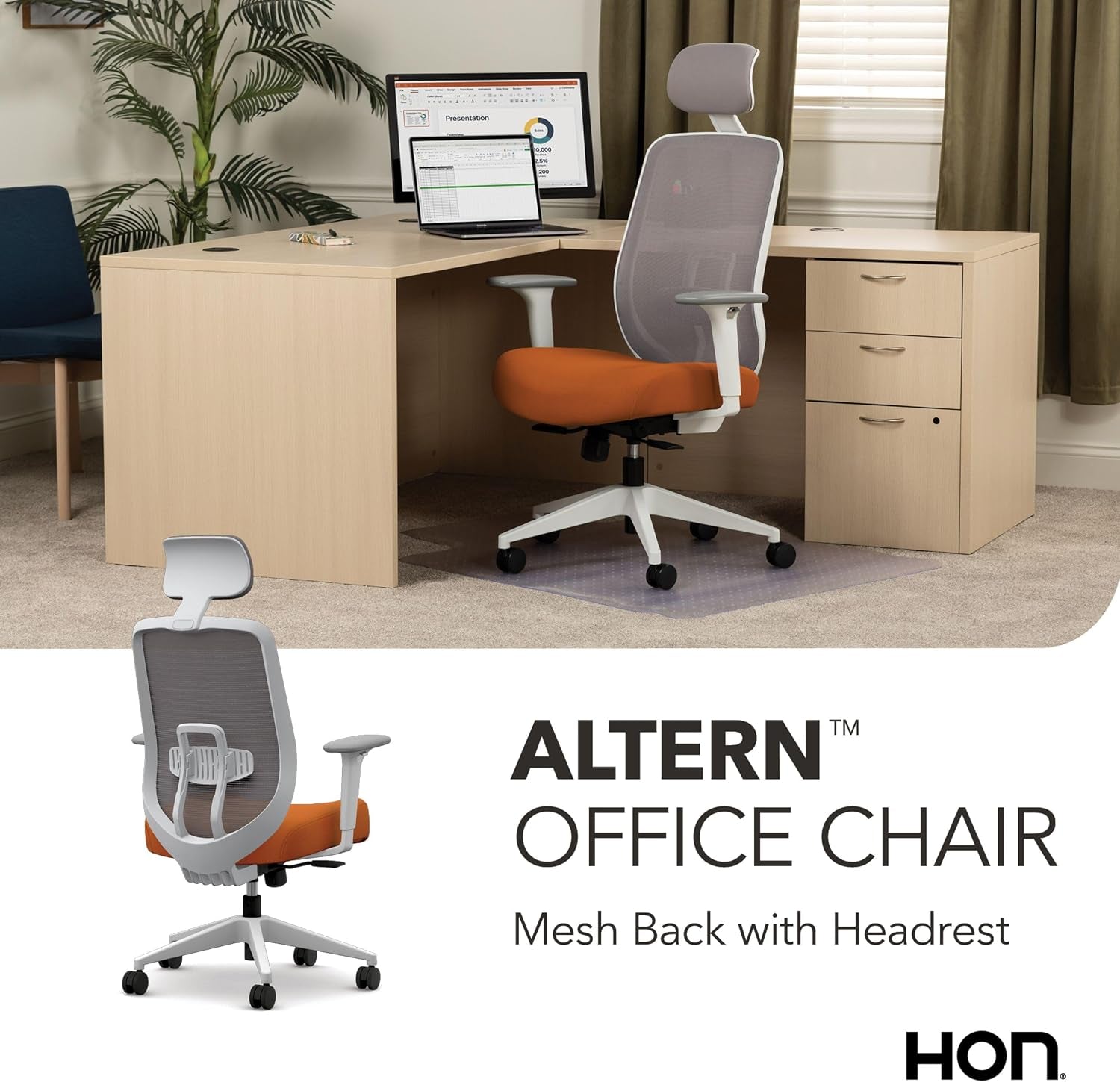 Altern Ergonomic Office Chair, Office Desk Computer Chair, Apricot | Mesh Desk Chair with Lumbar Support, Headrest, Seat Slide, Adjustable Arms, Computer Chair for Home Office Productivity