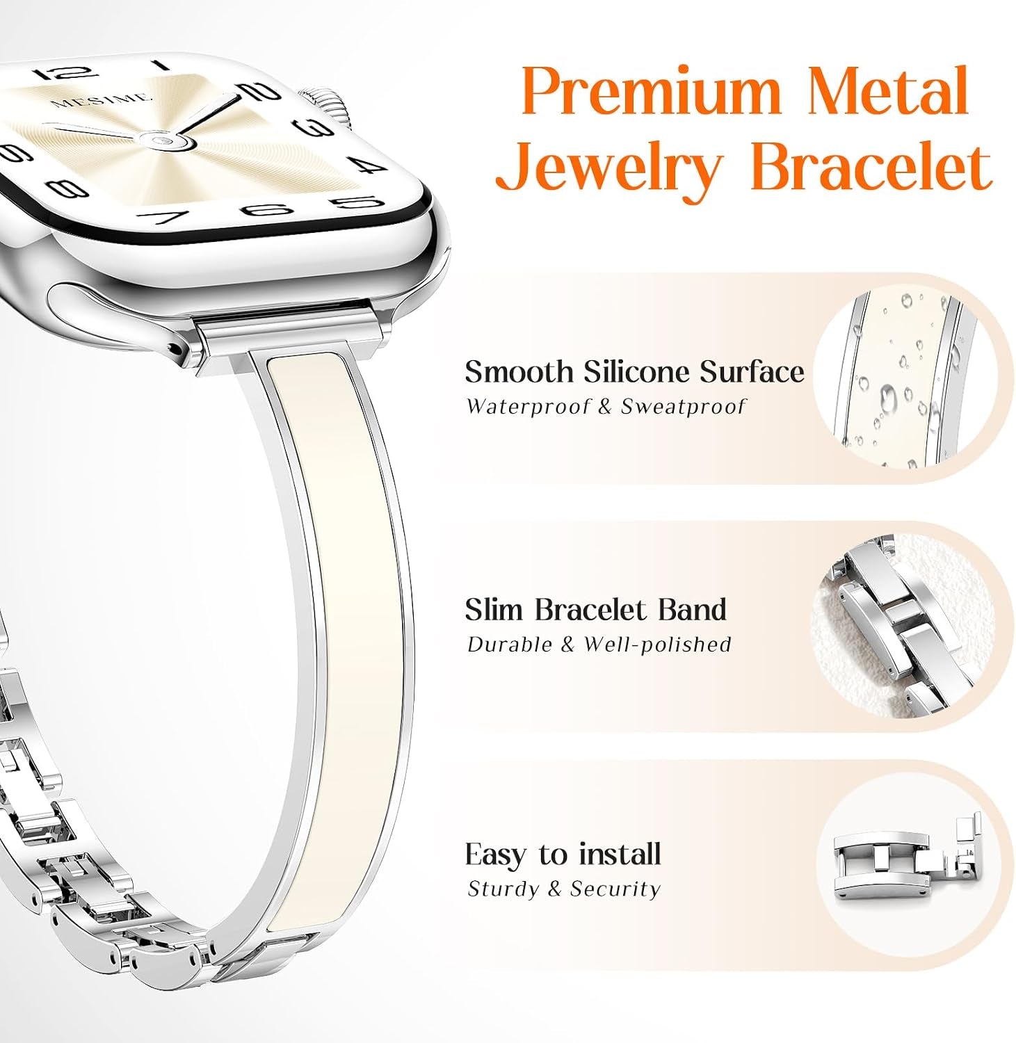 Slim Dressy Bands Compatible with Apple Watch Band for Women Men | Fancy Metal Thin Bracelet for Iwatch 49Mm 46Mm 45Mm 44Mm 42Mm 41Mm 40Mm 38Mm Series Ultra 11/10/9/8/7/SE/6/5/4/3/2/1