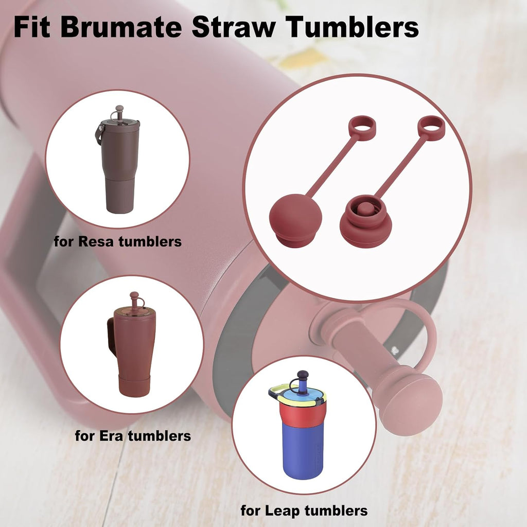 Straw Lid for Brumate | Silicone Topper Accessories for Era Resa Leap | Dust & Dirt Prevention | Loop Bound | 2 Pack | 12MM Diameter (2, Primrose)