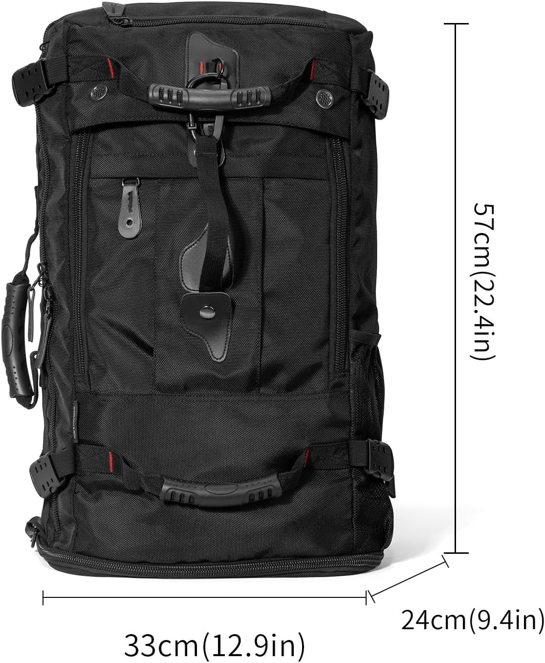 Large Capacity for Travel Hiking Sports Carry on Backpack Durable Convertible Duffle Bag Laptop Airplane (Black, 45L-Normal)