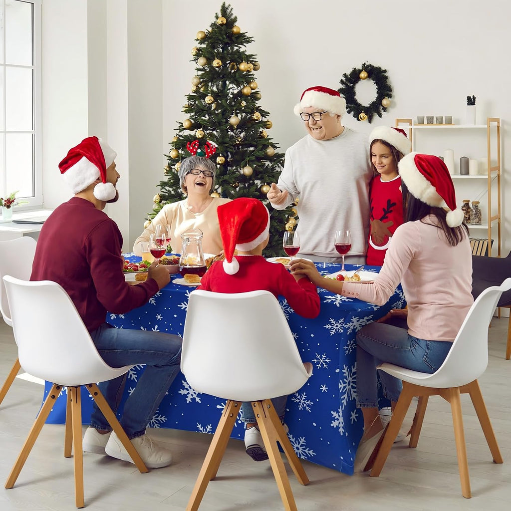 2 Pcs Winter Snowflake Stretch Table Cover 6 Feet Snowflake Xmas Spandex Table Clothes Party Decorations for Holiday Party Celebration Picnic Dinner Decor