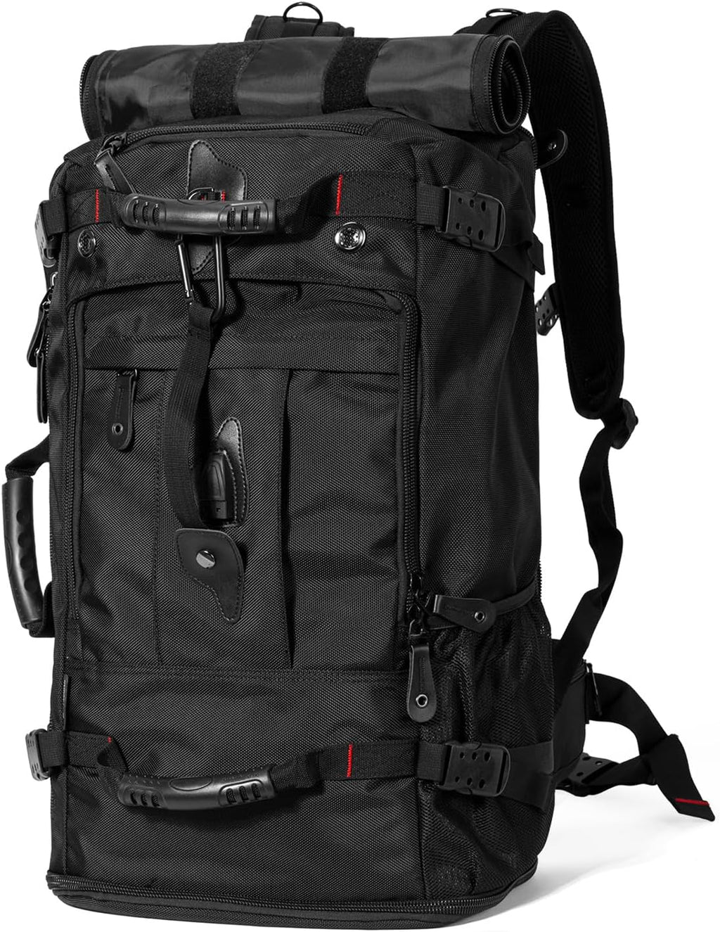 Large Capacity for Travel Hiking Sports Carry on Backpack Durable Convertible Duffle Bag Laptop Airplane (Black, 45L-Normal)