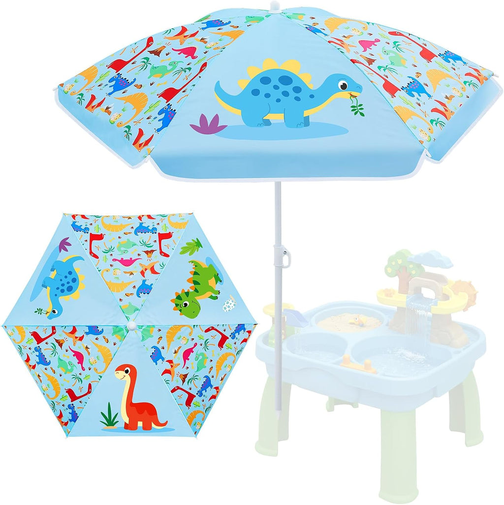 Water Table Umbrella (Table Not Included), Kids Seaside Beach Umbrella Picnic Canopy for Summer Toddlers Sand Beach Camping Garden Outdoor Pool Shade Party Supply(Dinosaur Theme)
