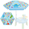 Water Table Umbrella (Table Not Included), Kids Seaside Beach Umbrella Picnic Canopy for Summer Toddlers Sand Beach Camping Garden Outdoor Pool Shade Party Supply(Dinosaur Theme)