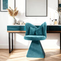 Chenille Vanity Chair with Butterfly Back, 360° Swivel Armless Accent Chair, Upholstered Single Sofa Chair for Living Room, Bedroom, Dining, or Vanity, Blue