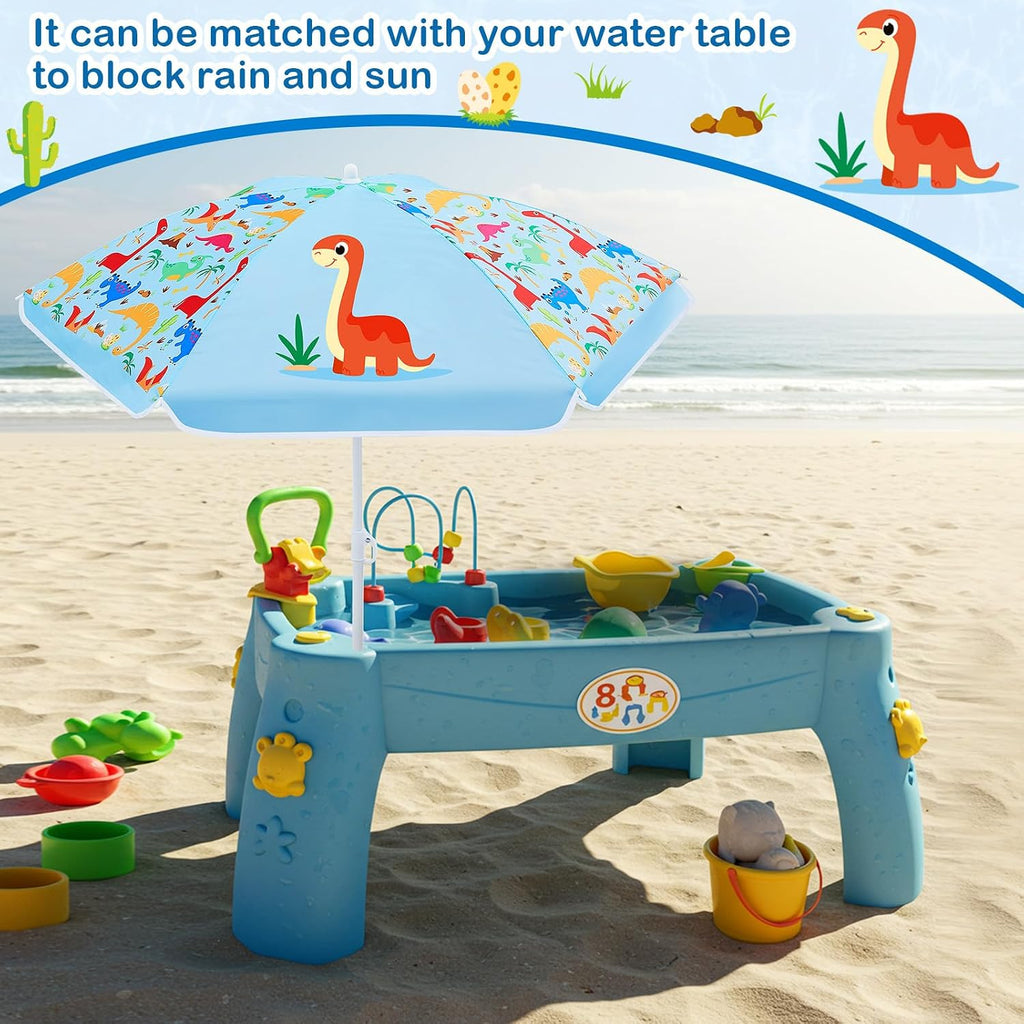 Water Table Umbrella (Table Not Included), Kids Seaside Beach Umbrella Picnic Canopy for Summer Toddlers Sand Beach Camping Garden Outdoor Pool Shade Party Supply(Dinosaur Theme)